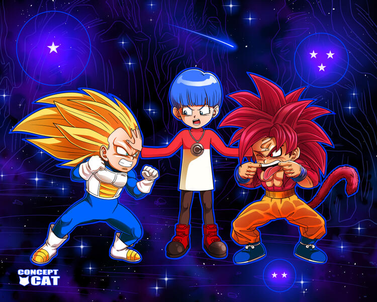 Bulma, Vegeta, & Goku